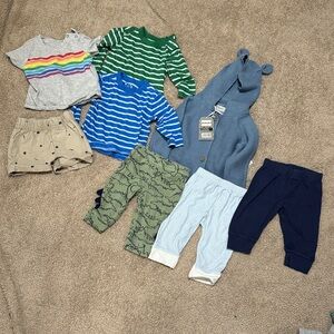 Baby boy 3-6 months Bundle with  T- shirts/short/pants & Blue Hooded Cardigan